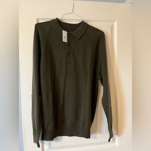 J.Crew Dark Green Button-Up Sweater